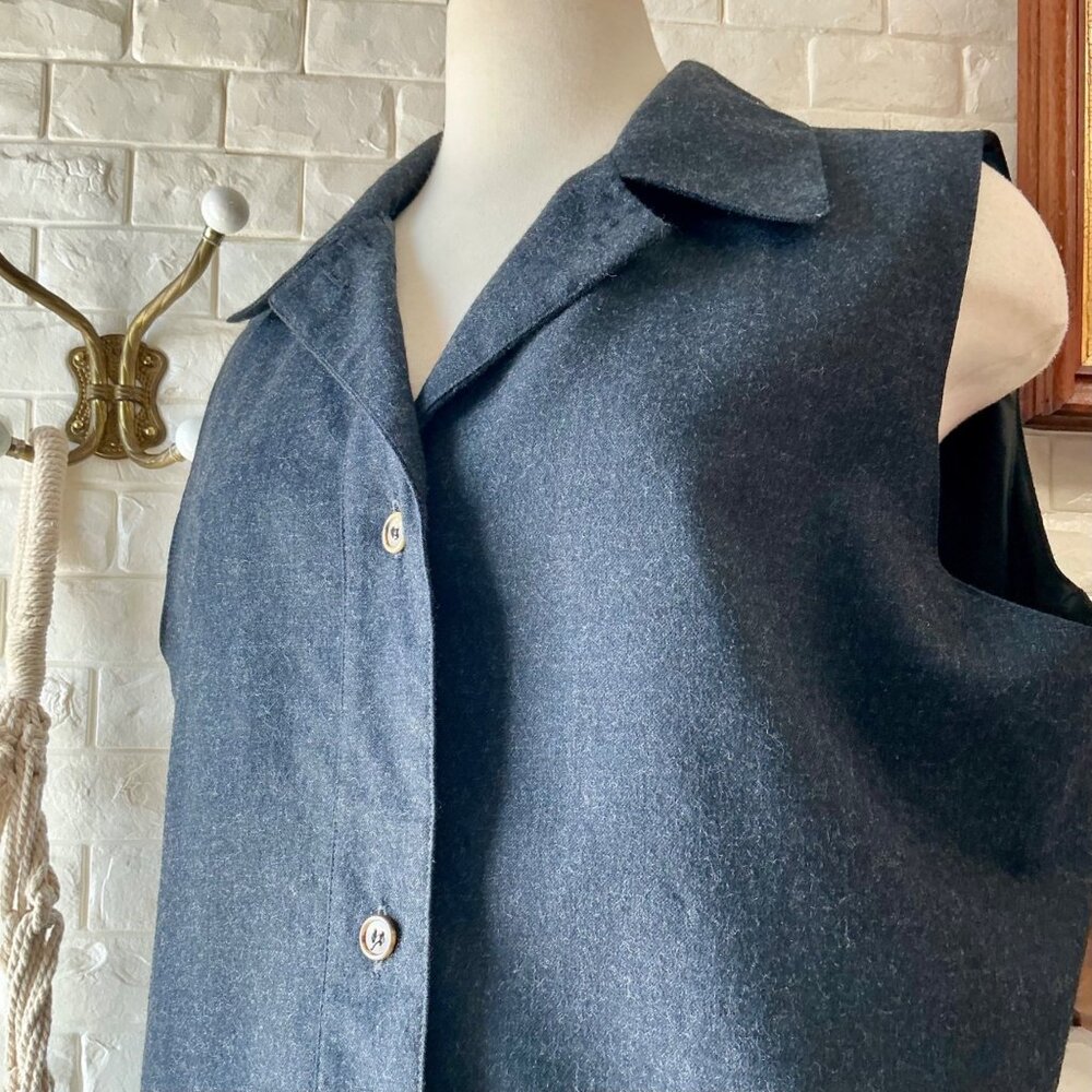Vintage 1990s Minimalist Chic Morton Bernarnd 100% Wool Cropped Vest Size 16 - Picture 7 of 8
